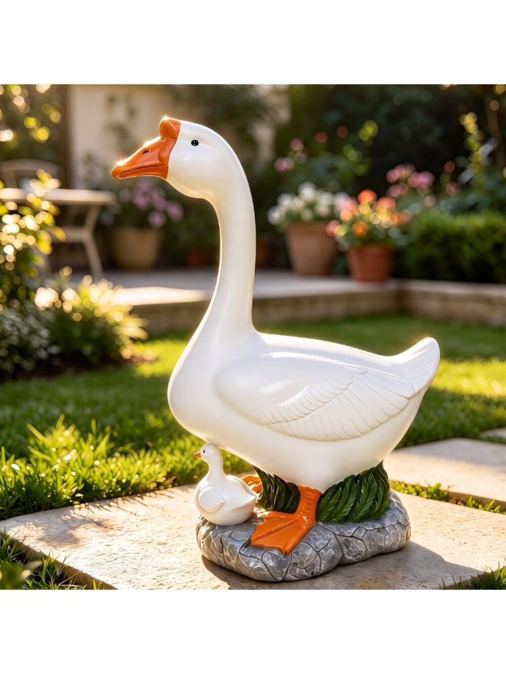 23-Inch Large Resin Goose Statue for Porch, Lawn & Garden Decor - Outdoor Accent